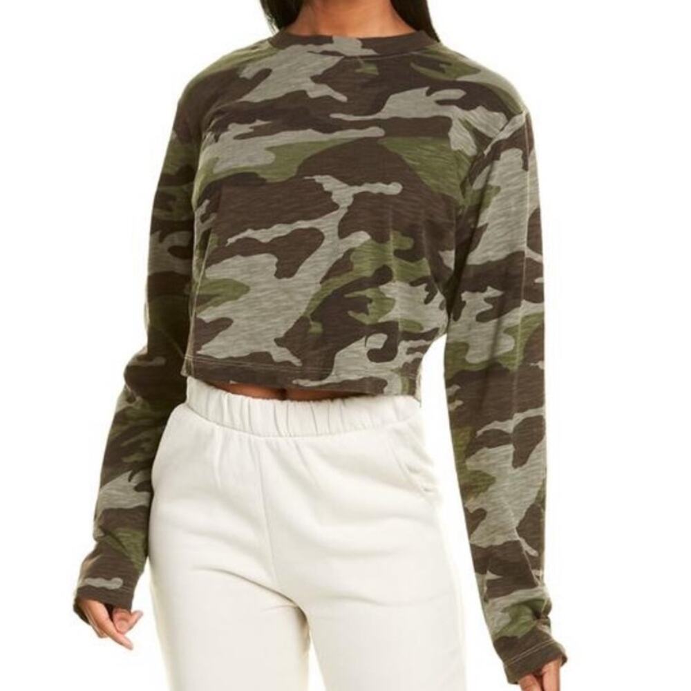 Pam & Gela camouflage slouchy crop T-shirt long sleeve size medium camo